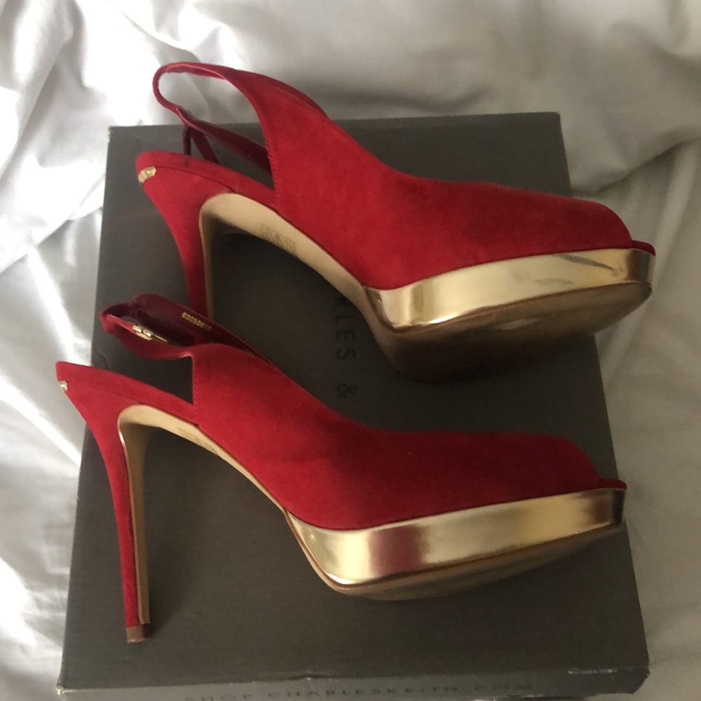 Charles Keith Size 10 USA (41 European) red gold sandles